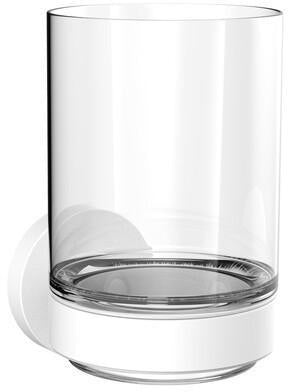 EMCO Glashalter round 00100 mit Kristallglas-Zahnputzbecher, verchromt, Wandmontage