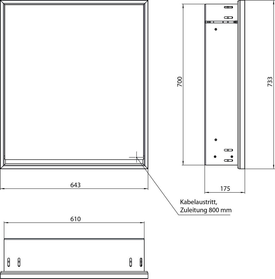 EMCO Lichtspiegelschrank loft 05101 Unterputz, 600 mm, Anschlag links, Aluminium