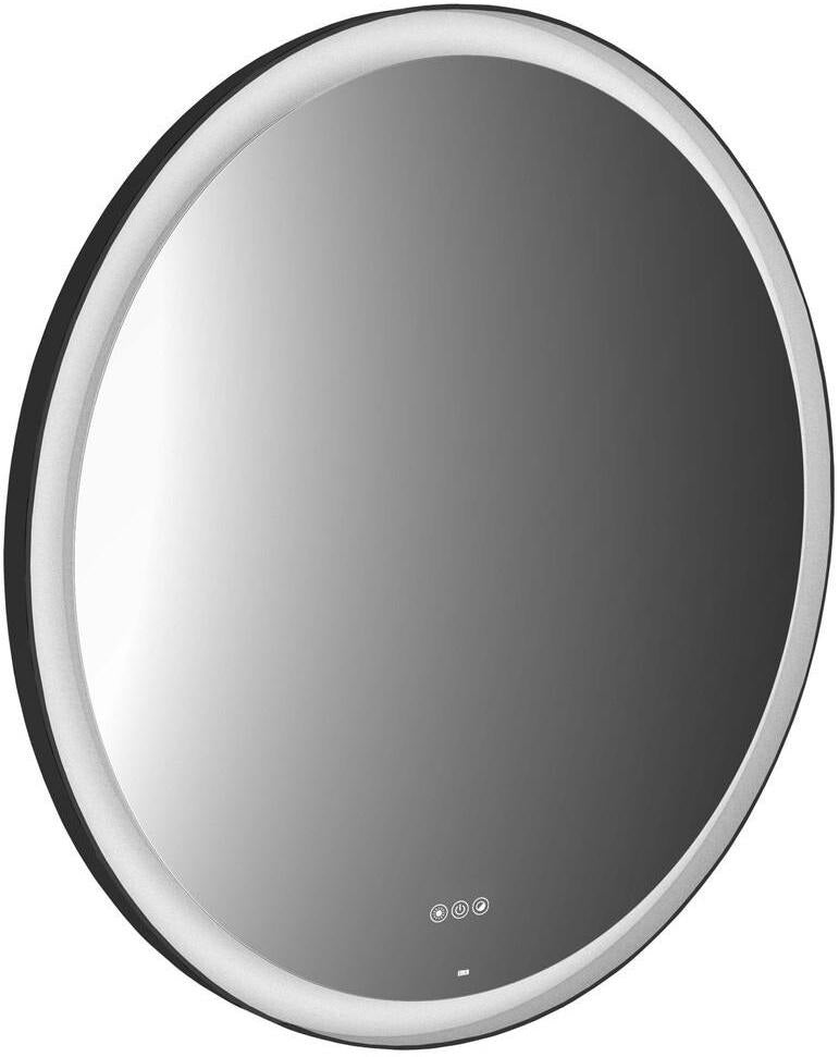EMCO LED-Rahmenspiegel round – 600 mm, schwarzer Stahlrahmen, umlaufende Beleuchtung