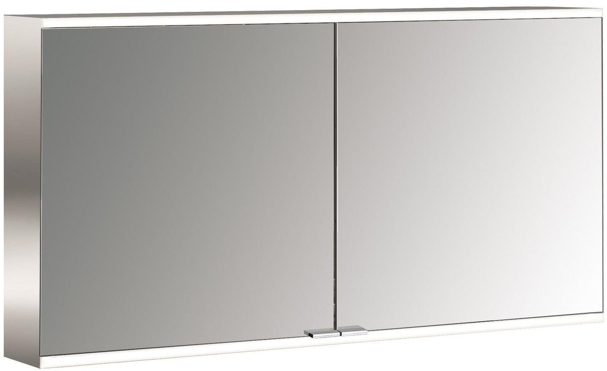 EMCO prime 2 LED-Lichtspiegelschrank 1300 mm, 2-türig, Aufputz, Aluminium, Touchsteuerung