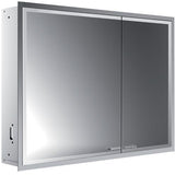 EMCO prestige 2 LED-Lichtspiegelschrank 915 mm Unterputz, breite Tür links, Aluminium