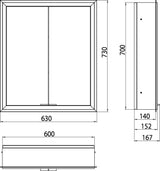 EMCO prime LED-Lichtspiegelschrank 600 mm, 2 Türen, Unterputz, schwarz, IP20, dimmbar