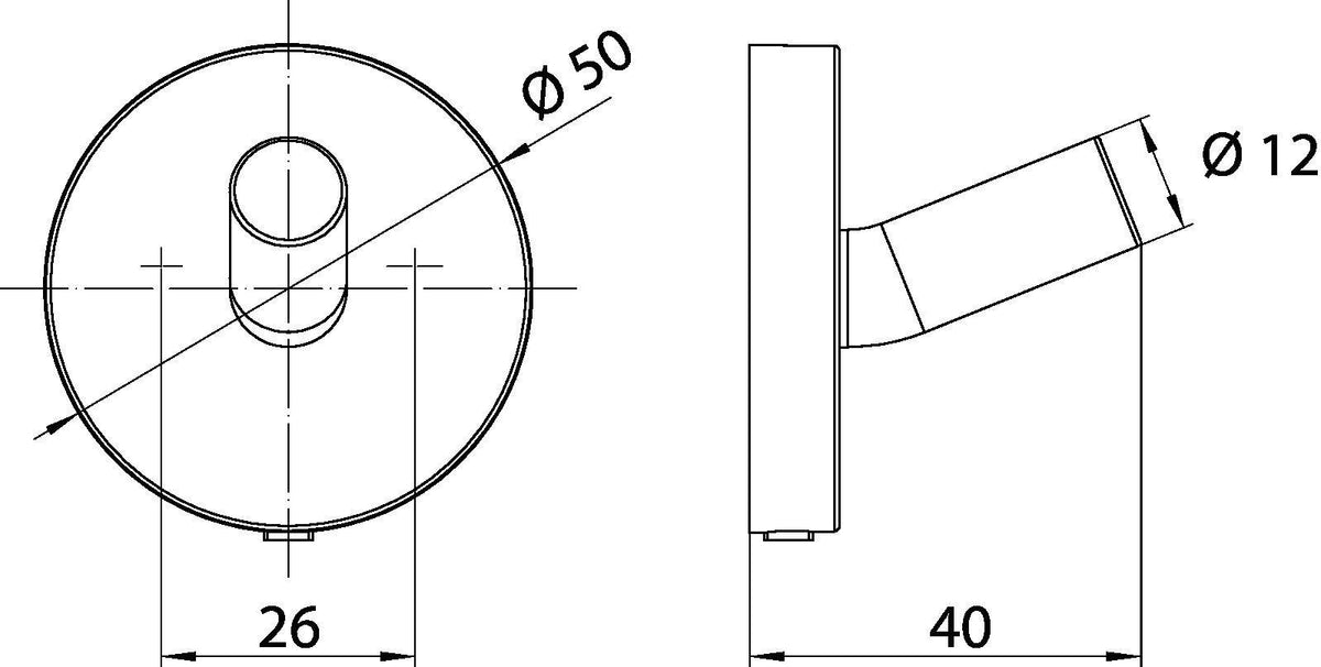 EMCO Round Einfachhaken aus Zamak, verchromt, 40 mm – Wandmontage
