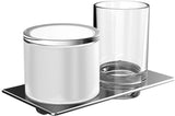 EMCO Art Flüssigseifenspender & Glashalter – Kristallglas klar, Chrom, Wandmontage