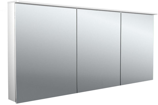 EMCO flat 2 Design LED-Lichtspiegelschrank 1600 mm, 3-türig, Aluminium, Aufputz, mit Touchsensoren