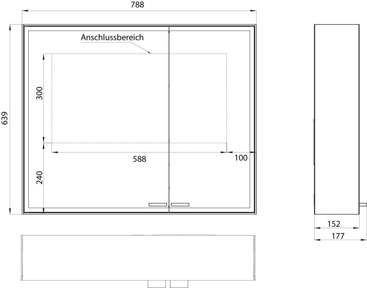 EMCO Lichtspiegelschrank prestige 2 788 mm Aufputz, breite Tür links, Aluminium
