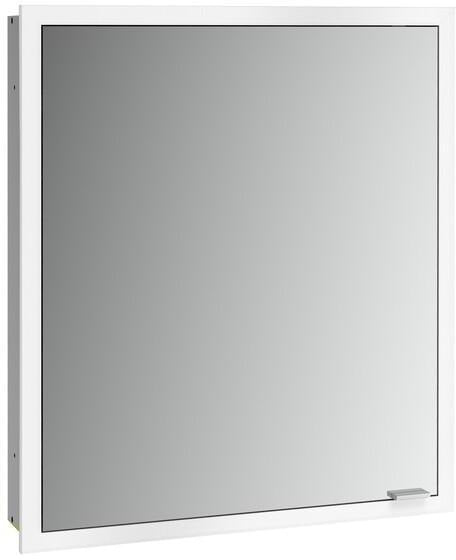 EMCO Lichtspiegelschrank prime slim 08301 – 600 mm, 1 Tür links, Unterputz, LED, Alu/Weiß