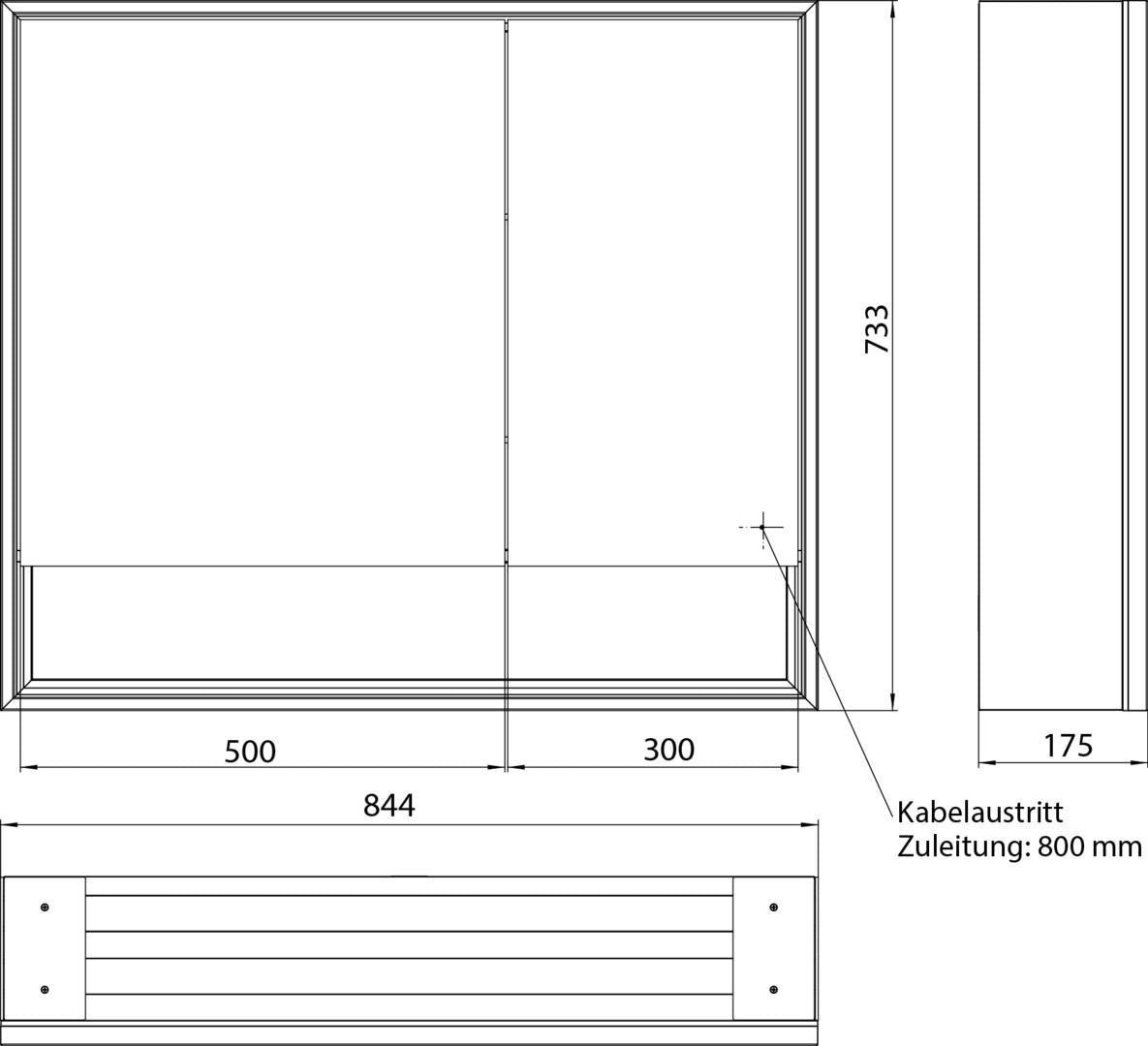EMCO Lichtspiegelschrank loft 05210 Aufputz 800 mm mit Unterfach, LED, Touch, Aluminium