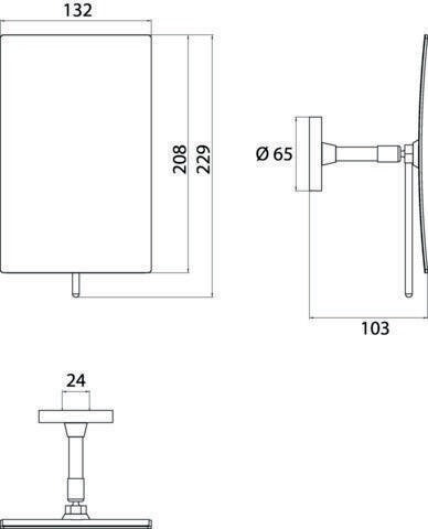 EMCO Kosmetikspiegel 3-fach eckig 200 mm chrom – 3-fach Vergrößerung, einarmig, inkl. Befestigungsmaterial