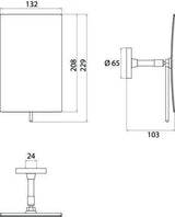 EMCO Kosmetikspiegel 3-fach eckig 200 mm chrom – 3-fach Vergrößerung, einarmig, inkl. Befestigungsmaterial
