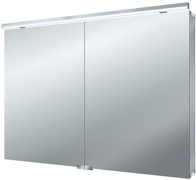 EMCO Lichtspiegelschrank flat LED 1000 mm 2 Türen aluminium – Aufputz mit Soft-Close