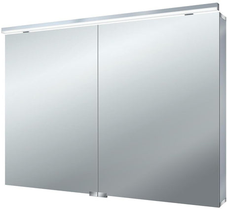 EMCO Lichtspiegelschrank flat LED 1000 mm, 2 Türen, Aluminium, Waschtischbeleuchtung