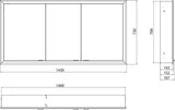 EMCO prime LED-Lichtspiegelschrank 1400 mm, 3-türig, Unterputz, Aluminium, Touchsensoren, IP20