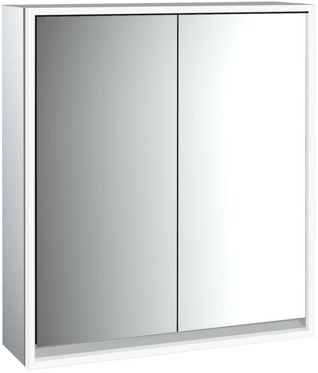 EMCO Lichtspiegelschrank LOFT 600 mm, 2-türig, Aufputz, Aluminium, LED, Touch-Bedienfeld