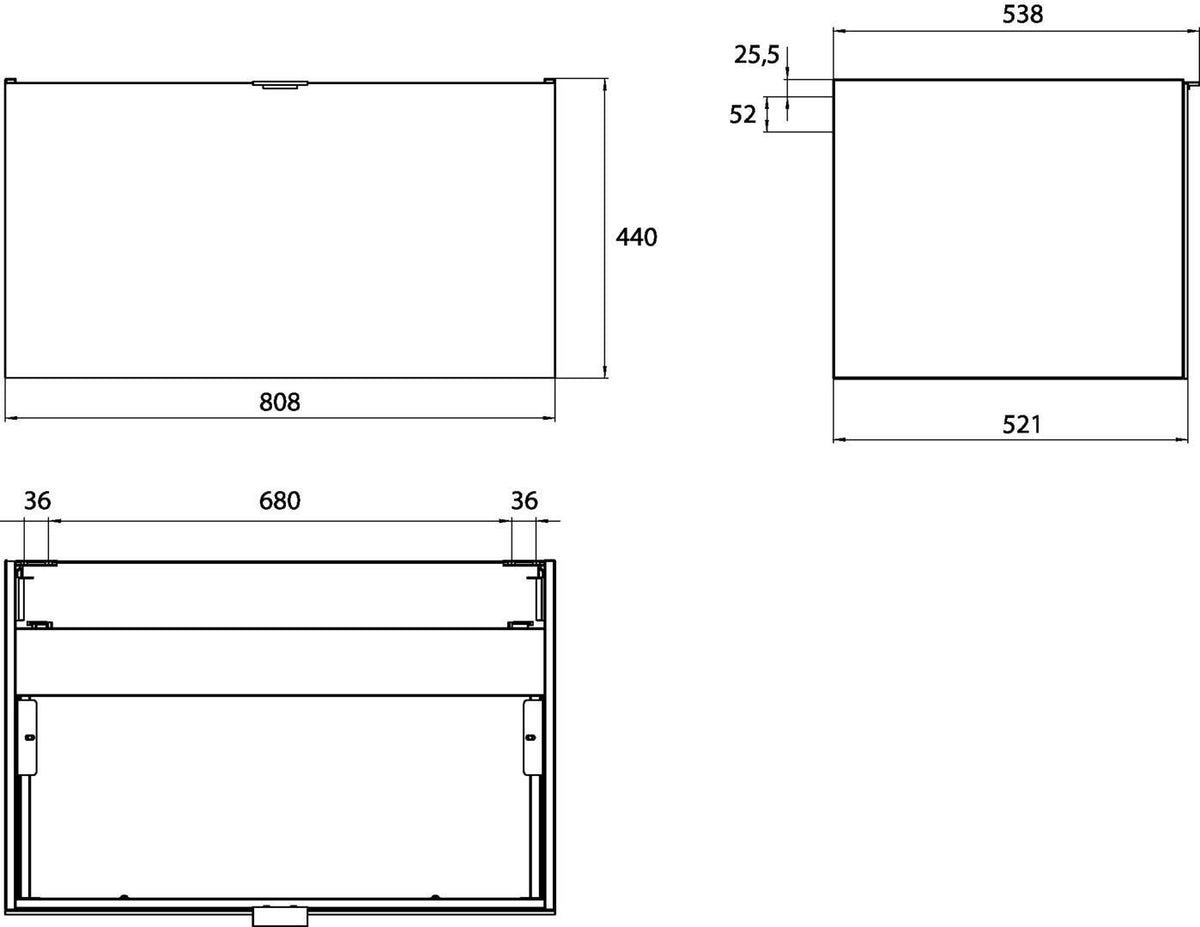 EMCO evo Waschtisch-Unterschrank 808 mm optiwhite mit 1 Auszug und Soft-Close