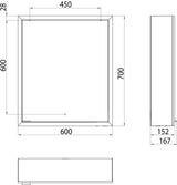 EMCO prime LED-Lichtspiegelschrank 600 mm, Aufputz, 1 Tür rechts, Aluminium