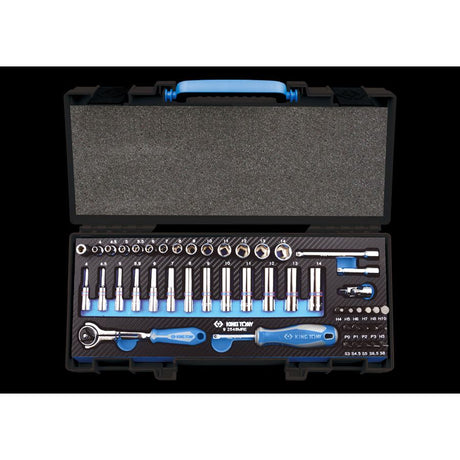KING TONY Profi-Werkzeuge - 1/4" 6-Kant Steckschlüssel-Set, EVAWAVE, mit Zubehör - 48 tlg. 2548MRE
