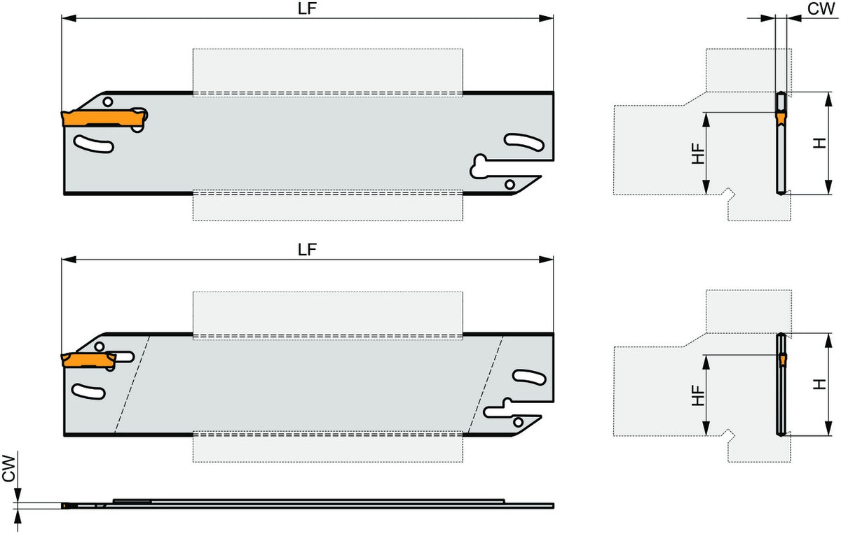 PRAMET Doppelseitiges Schwert GL1-S26KBL-16 – Einstechtiefe 16 mm, Linkslauf, für GL-Wendeschneidplatten