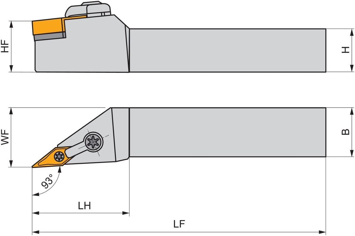PRAMET Drehwerkzeughalter ISO MVJNL 2020 K 16-A, Linkslauf, 125 mm, für VN.. 1604.. Wendeschneidplatten
