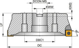 PRAMET Schulterfräser ISO 100A08R-S90SD12-C D.32mm Rechtslauf Schneid-D.100mm
