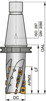 PRAMET Walzenstirnfräser ISO 50J4R124X50-SSAP55+21, Schneid-D. 50 mm, Rechtslauf, für tiefes Schulter- und Nutfräsen