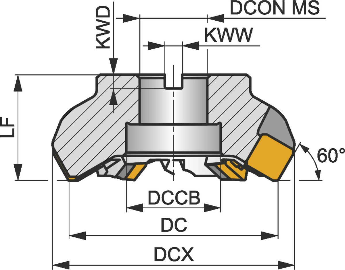 PRAMET Planfräser ISO 125B07R-F60SB22X D.40mm Rechtslauf Schneid-D.144,4mm