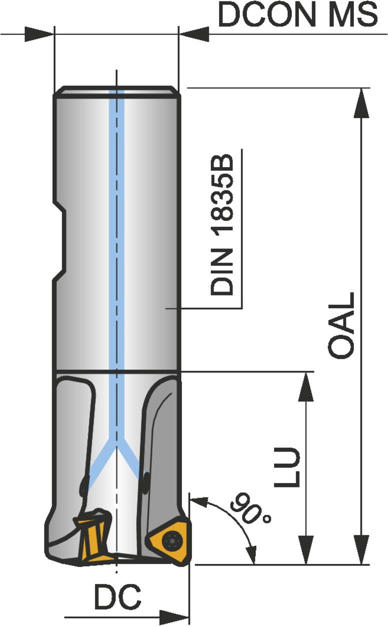 PRAMET Schulterfräser ISO 100A06R-S90TN16-C D.32mm Rechtslauf Schneid-D.100mm