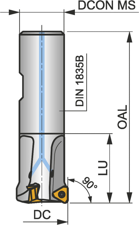 PRAMET Schulterfräser ISO 100A06R-S90TN16-C D.32mm Rechtslauf Schneid-D.100mm
