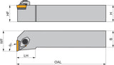 PRAMET Drehwerkzeughalter ISO CTFPR 2525 M 16, 150 mm, Rechtslauf, für TP.. 1603 Wendeschneidplatten