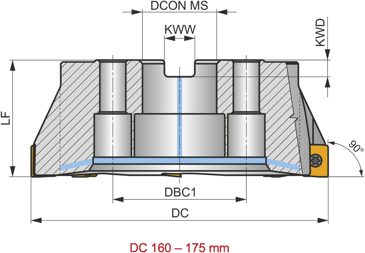 PRAMET Schulterfräser ISO 100A05R-S90LN16-C D.32mm Rechtslauf Schneid-D.100mm