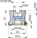 PRAMET Kopier-Planfräser ISO 100A06R-SMORC12-C D.32mm mit Wendeplatten, Schneid-D.100mm