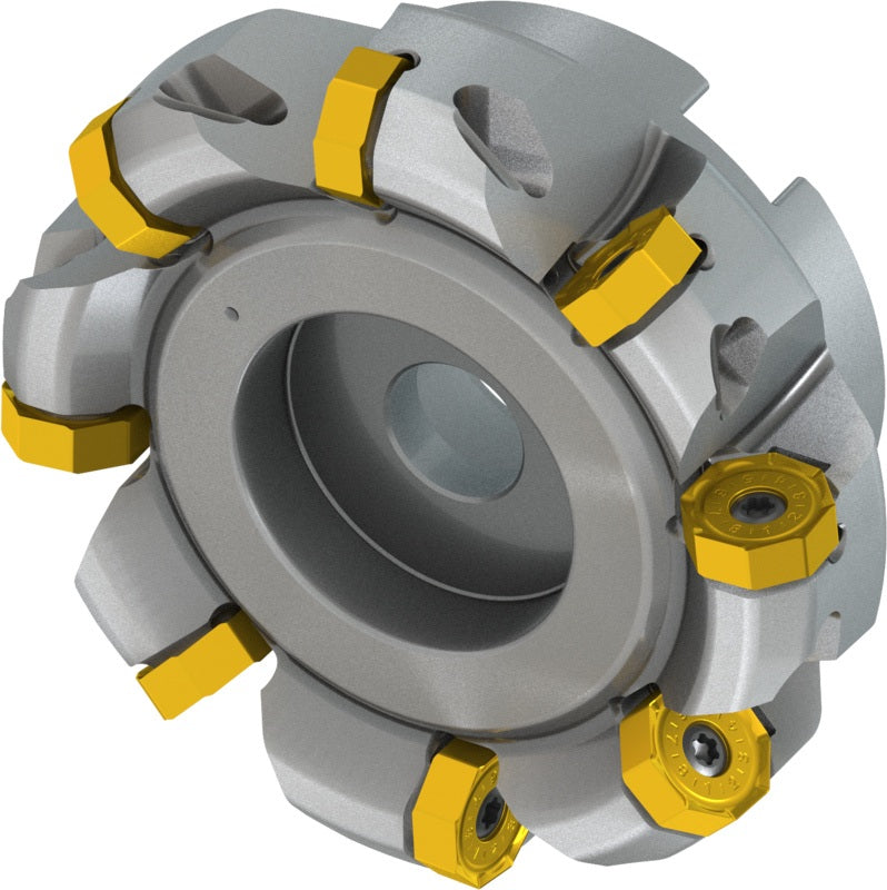 PRAMET Planfräser ISO 100A08R-S45ON06-C D.32mm Schneid-D.110,8mm – Doppelt negative Geometrie, 8 Wendeplatten