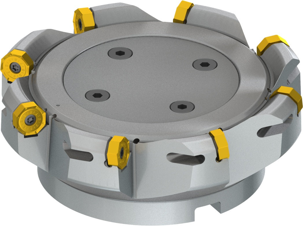 PRAMET Planfräser ISO 100A08R-S45ON06-C D.32mm Schneid-D.110,8mm – Doppelt negative Geometrie, 8 Wendeplatten