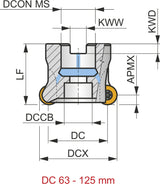 PRAMET Kopier-Planfräser ISO 100A06R-SMORC16-C D.32mm mit Wendeplatte, Schneid-D.100mm