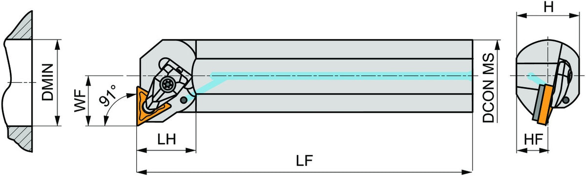 PRAMET Bohrstange ISO A25T-DTFNL 16 D.25mm Linkslauf für Innenbearbeitung