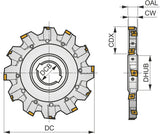 PRAMET Scheibenfräser S90CN 125 mm mit Wendeplattenaufnahme für tiefe Nuten