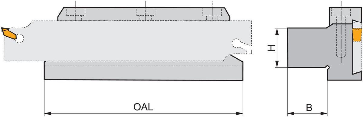 PRAMET Halter ISO 26-D 2020 für Stechschwert, 100 mm Gesamtlänge, 20 x 20 mm Schaft