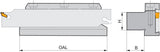 PRAMET Halter ISO 26-D 2020 für Stechschwert, 100 mm Gesamtlänge, 20 x 20 mm Schaft