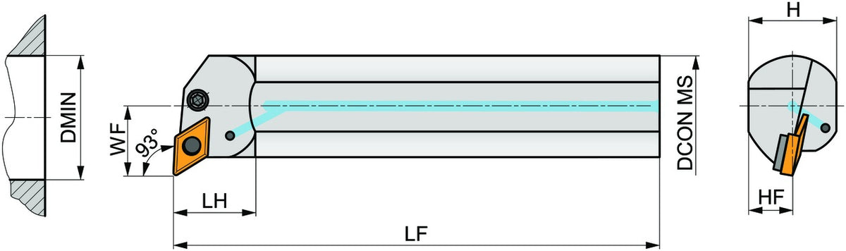PRAMET Bohrstange ISO A25R-PDUNL 11 D.25mm Linkslauf für Innenkegeldrehen