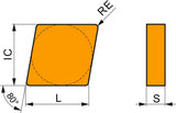 PRAMET Drehwendeschneidplatte CNGN 120708 TC100 – 80° Rhomboid, unbeschichtete Keramik für Guss