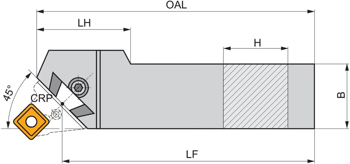 PRAMET Drehwerkzeughalter ISO DKHL 5060 W – Linkslauf, 450 mm Funktionslänge für Heavy Duty