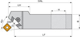 PRAMET Drehwerkzeughalter ISO DKHL 5060 W – Linkslauf, 450 mm Funktionslänge für Heavy Duty