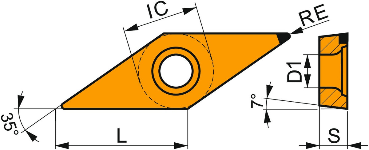 Dormer Pramet Drehwendeschneidplatte VCMW 160404FN PD1 PKD 35° Rhomboid