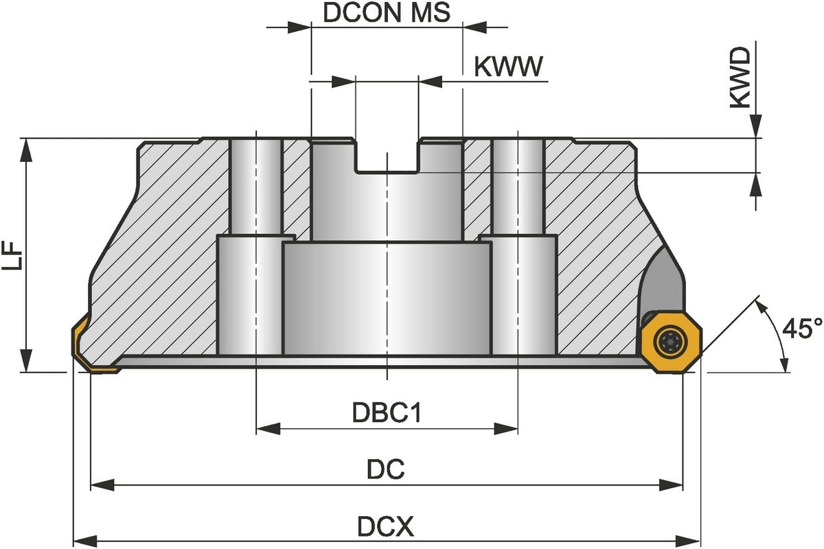 PRAMET Planfräser ISO 100A07R-S45OD06D, D.32mm, Rechtslauf, Schneid-D.109,5mm