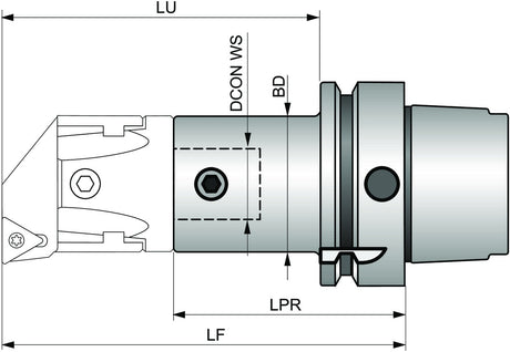 PRAMET Werkzeugschaft ISO HSK-A 63 für modulares Spindelsystem, D.24mm, Überstand 90mm