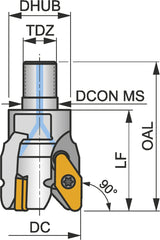 PRAMET Schulterfräser ISO 50A03R-S90VC22C D.22mm Rechtslauf Schneid-D.50mm
