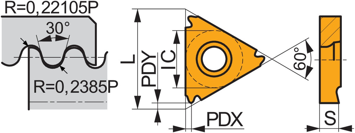 PRAMET Gewindedreh-Wendeschneidplatte TN 16NR060RD:T8030 PVD beschichtet – 5 Stk.