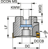PRAMET Schulterfräser ISO 100A06R-S90AD16E-C D.32mm Rechtslauf Schneid-D.100mm