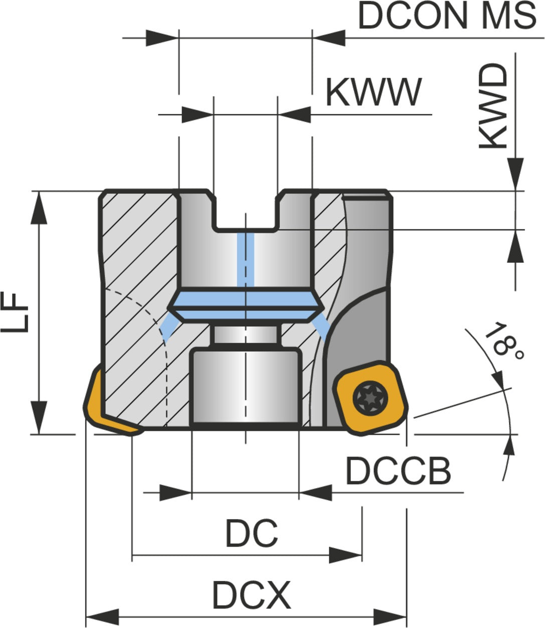 PRAMET Hochvorschubfräser 100A08R-SMOSN11-C D.32mm Rechtslauf Schneid-D.100mm