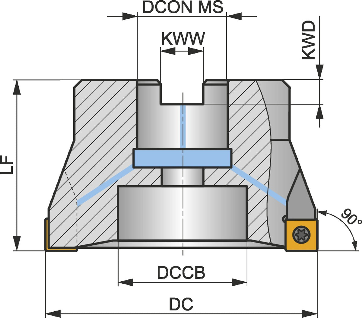PRAMET Schulterfräser ISO 40A05R-S90SO09-C D.16mm Rechtslauf Schneid-D.40mm